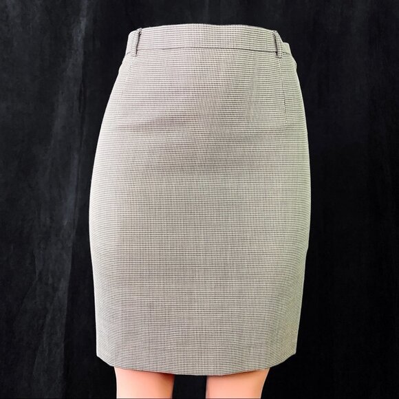 ESCADA HOUNDSTOOTH BLACK DESIGNER SKIRT OFFICE SUMMER WOOL MINI  SKIRT 36 EUC - Picture 10 of 10